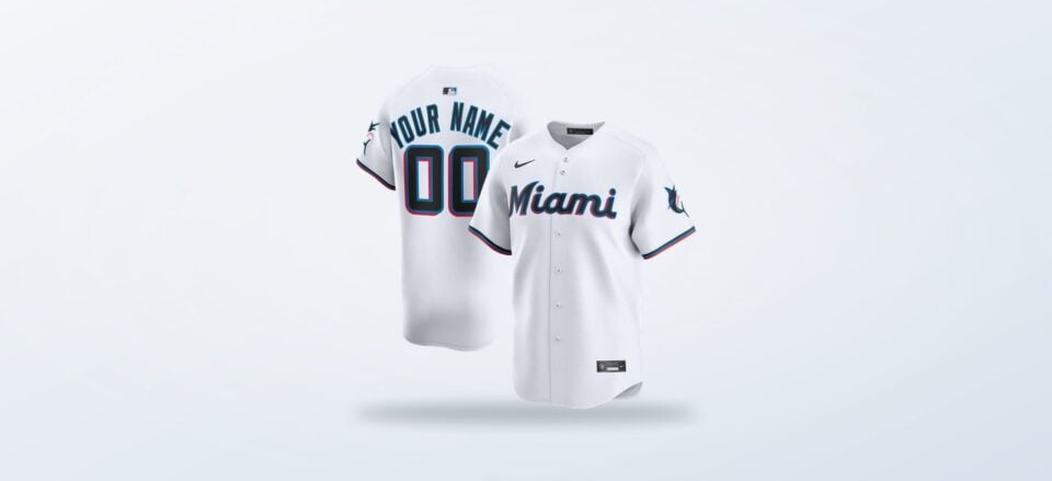 Miami Marlins Nike white home limited custom jersey