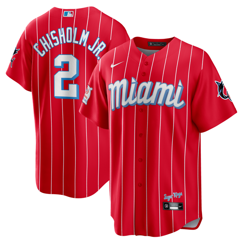 Men's Miami Marlins Jazz Chisholm Jr. red City Connect replica jersey