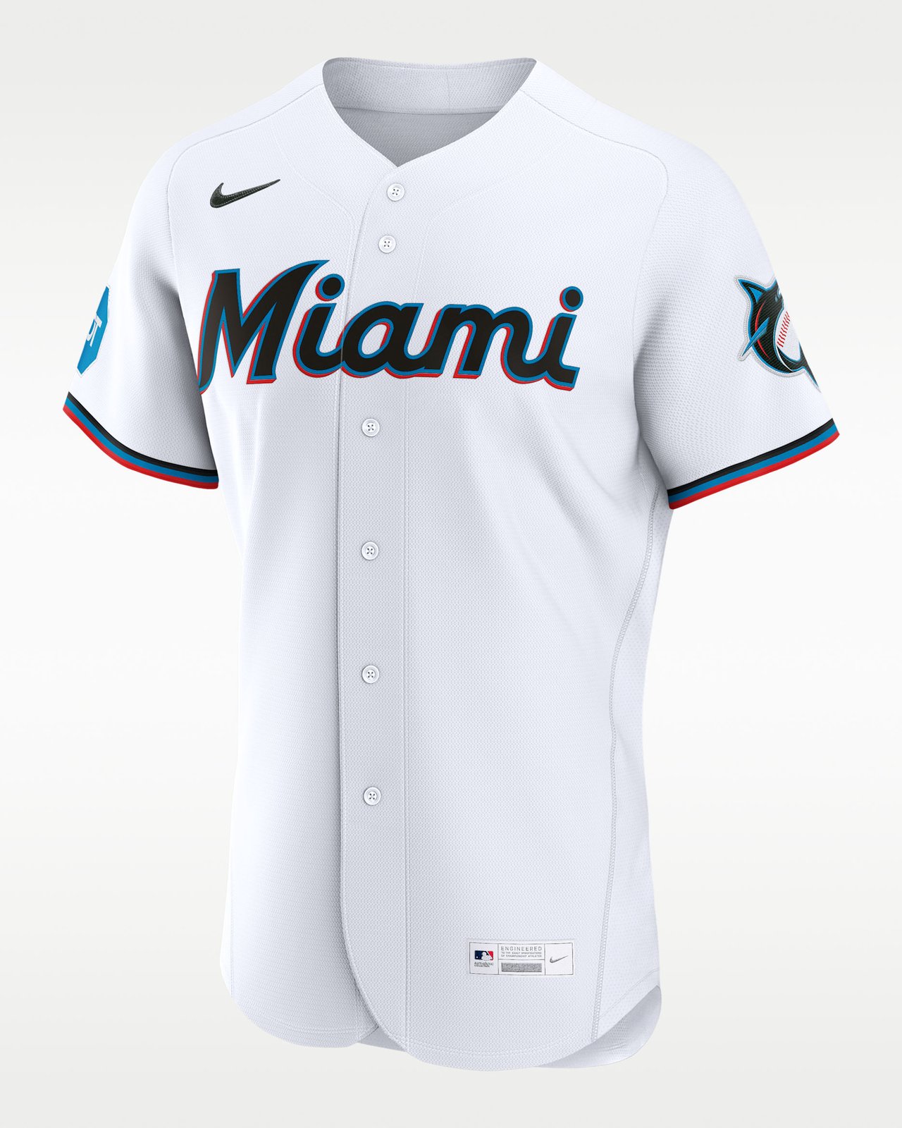 White Miami Marlins Nike authentic jersey with stitched team details