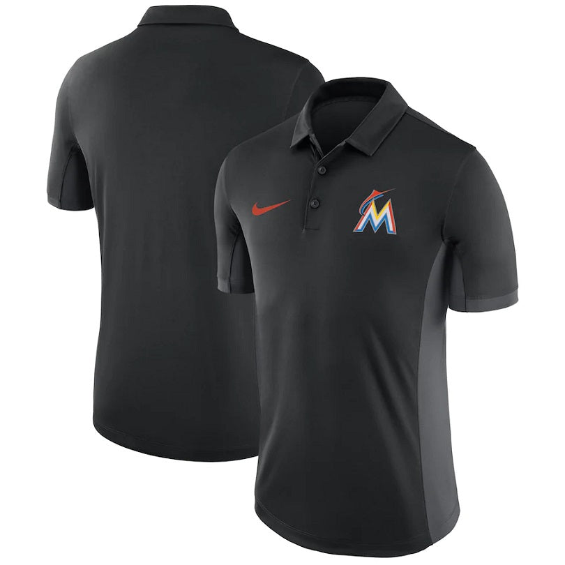 Polo negro Nike de rendimiento de los Miami Marlins
