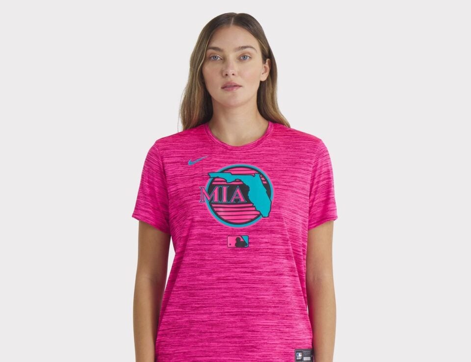 Miami Marlins pink City Connect Dri-FIT T-shirt