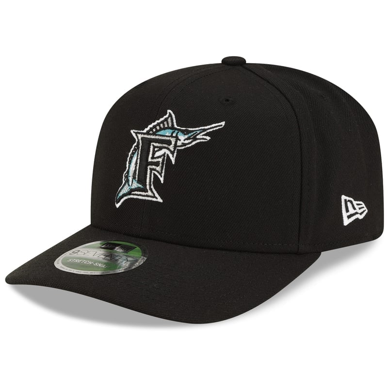 Black Florida Marlins New Era player replica adjustable cap