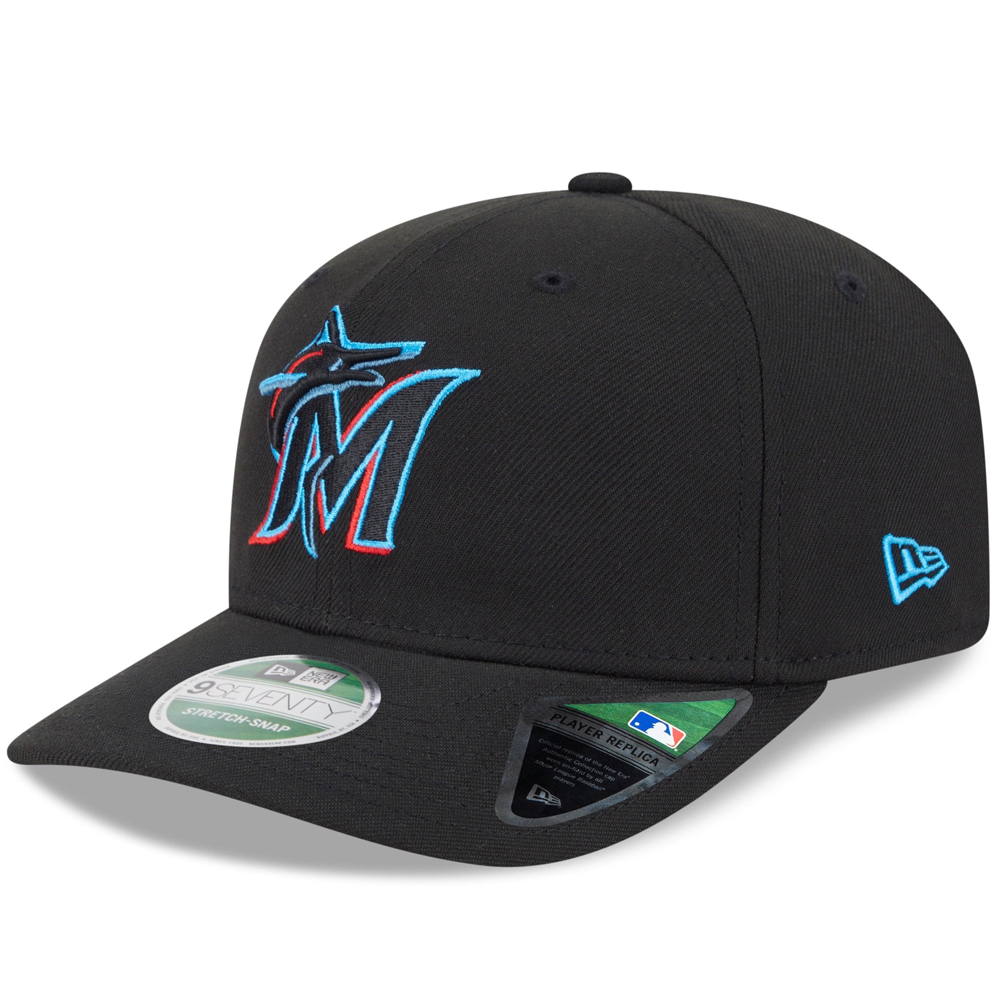 Miami Marlins black New Era adjustable player replica cap