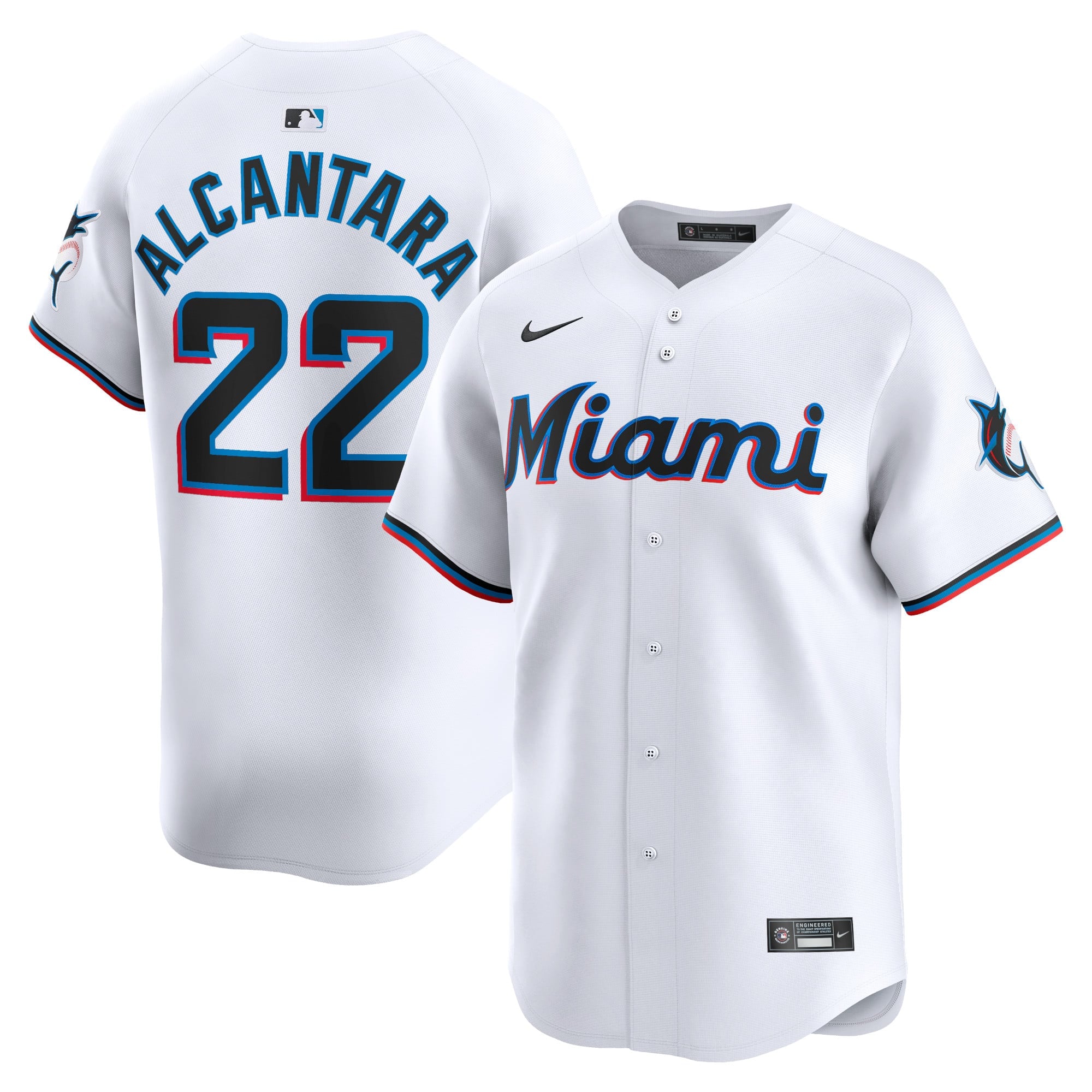 Miami Marlins Sandy Alcantara Nike white home limited player jersey