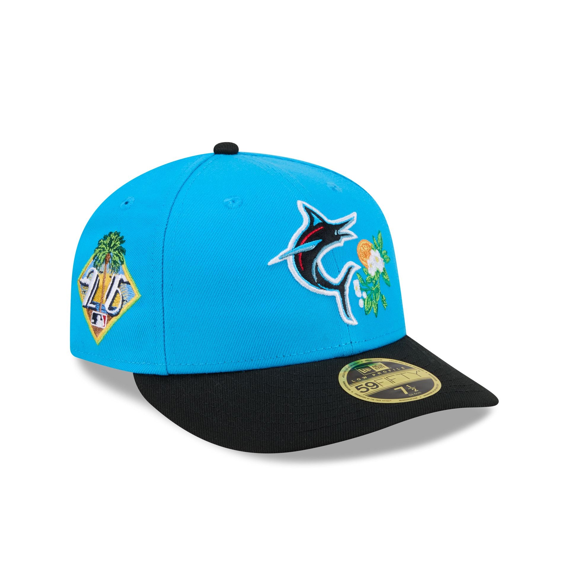 Blue and black Miami Marlins 2026 Spring Training fitted cap