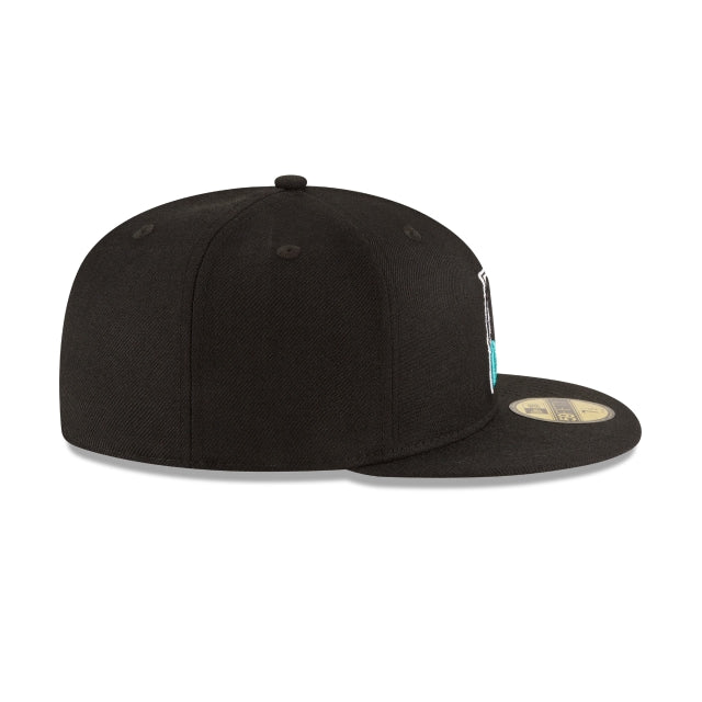 Gorra ajustada negra de lana de los Florida Marlins