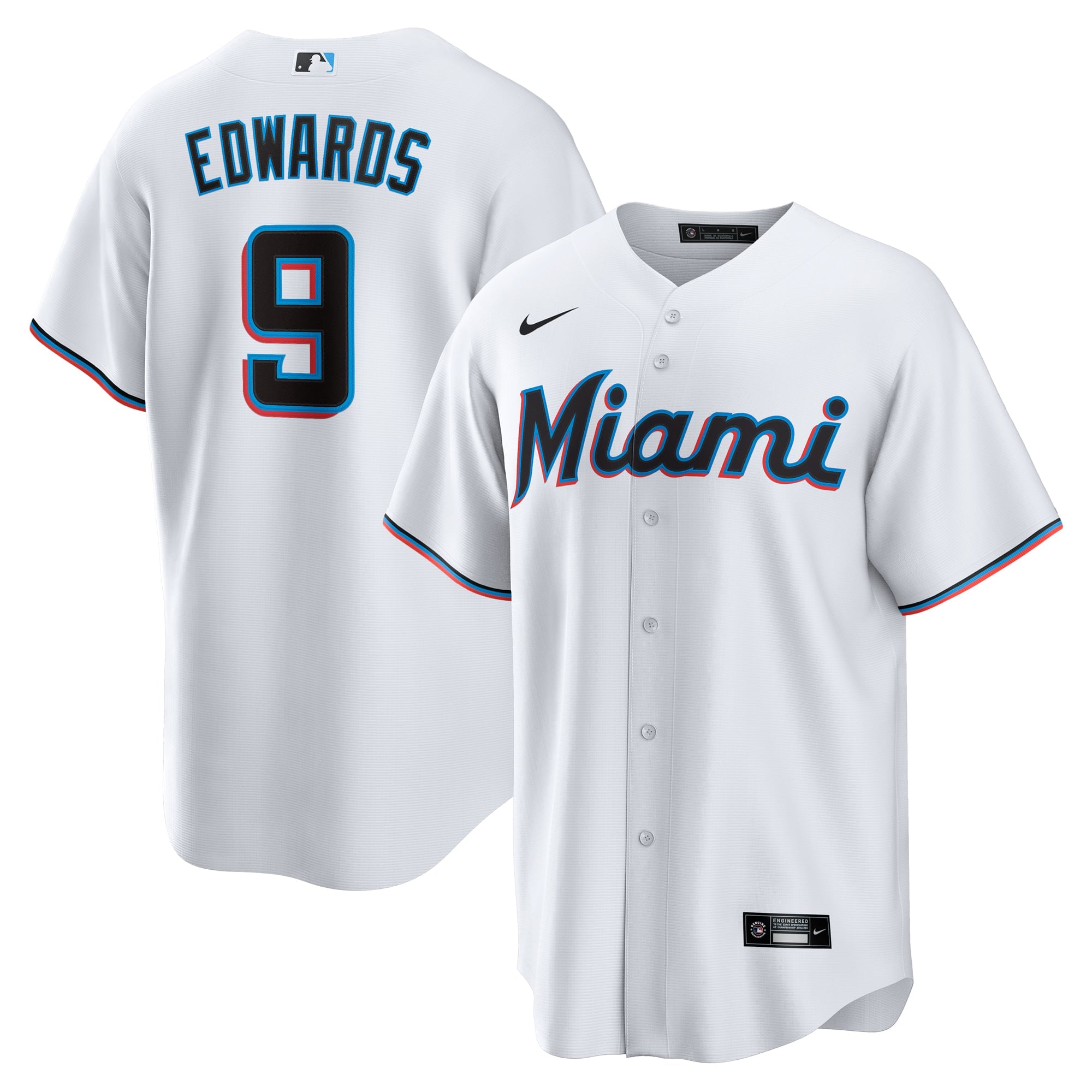 Miami Marlins Xavier Edwards Nike white home replica jersey