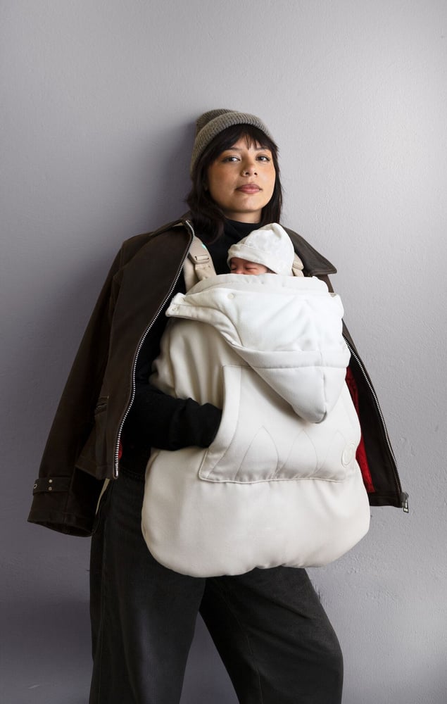 Housse météo beige pour porte-bébé