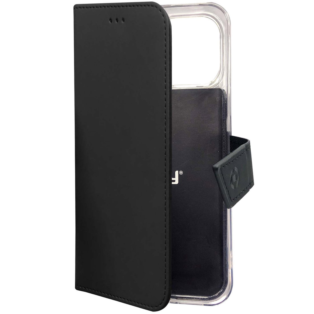 Schwarze iPhone Brieftaschenhülle aus Öko-Leder