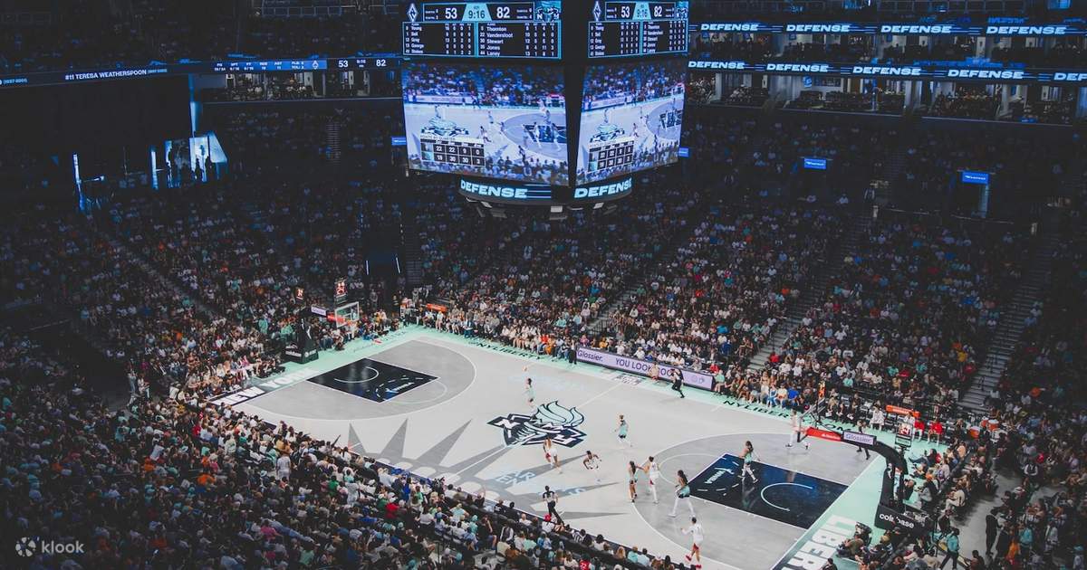 New York Liberty basketball action viewed from the Barclays Center stands