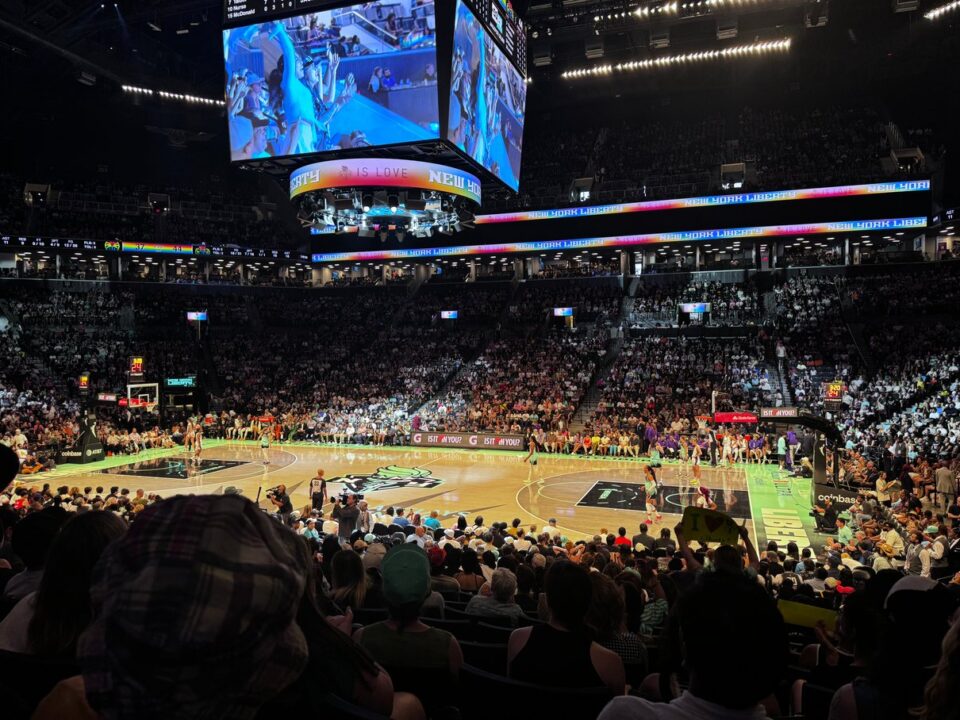 Barclays Center crowd watching a New York Liberty game