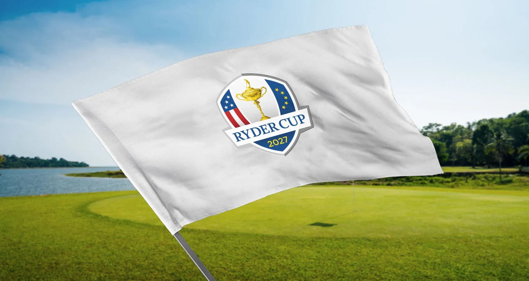 Ryder Cup-flagga vid ett internationellt golfevenemang