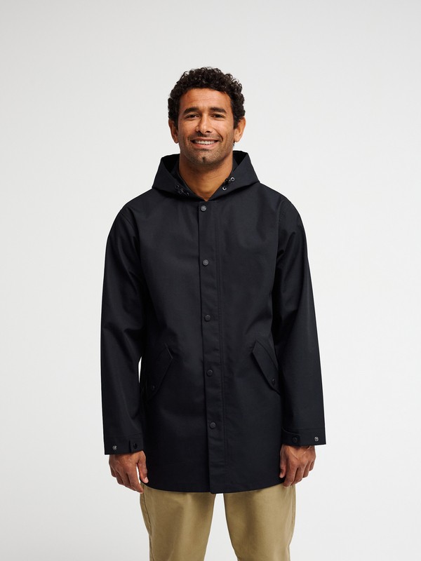 Giacca impermeabile nera Diamond Rain con cappuccio