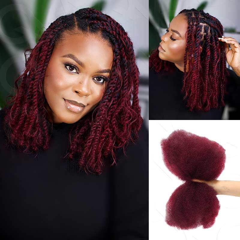 QVR 99J color afro kinky bulk human hair