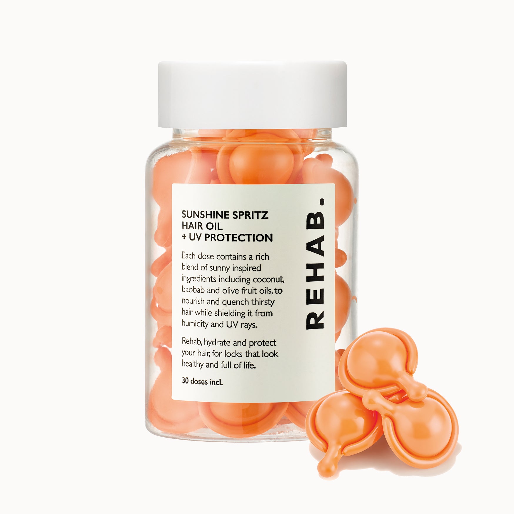 REHAB Your Hair Sunshine Spritz UV Protection Hair Oil capsule jar