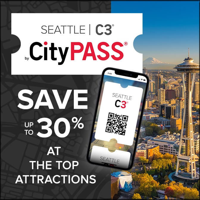 Seattle C3 sightseeing pass graphic featuring Sky View Observatory