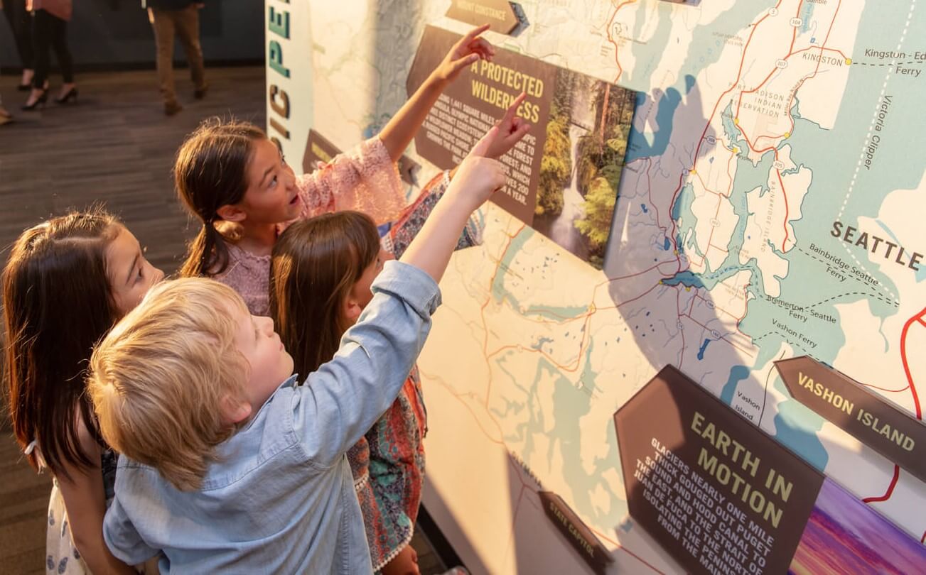 Visitors gathered by the observatory windows