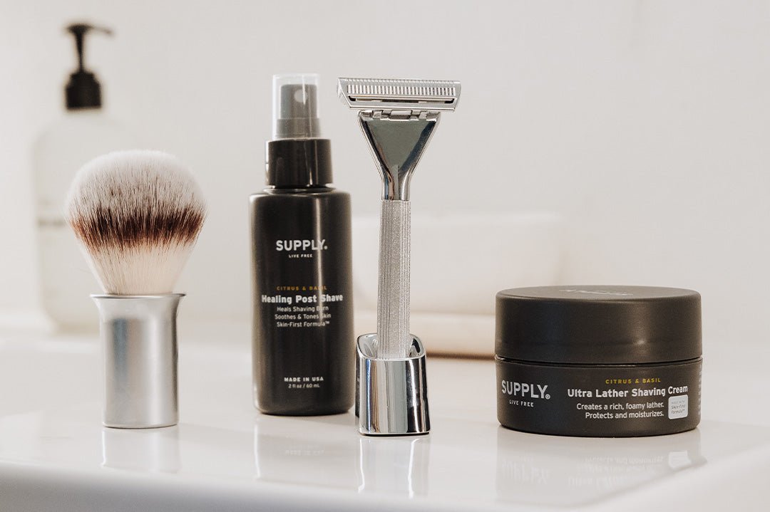 Supply MAX razor in a relaxed everyday grooming scene