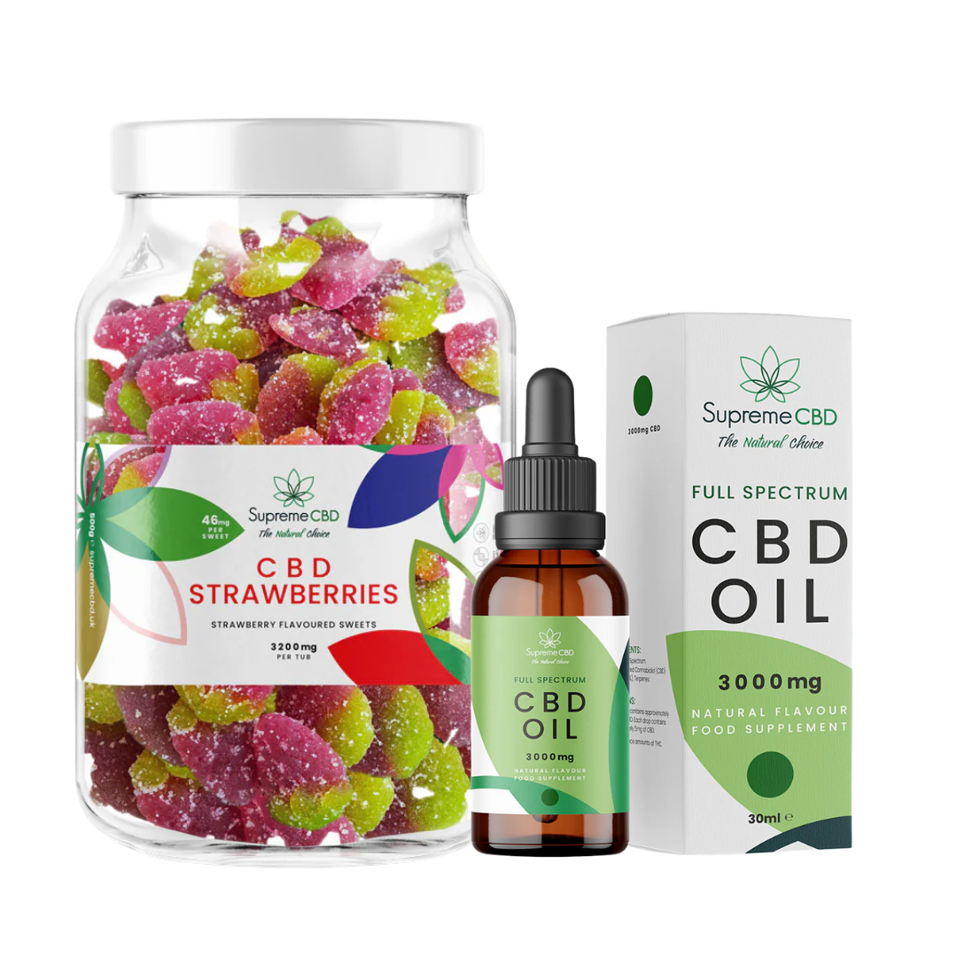 SupremeCBD Strong Start CBD Bundle with strawberry gummies