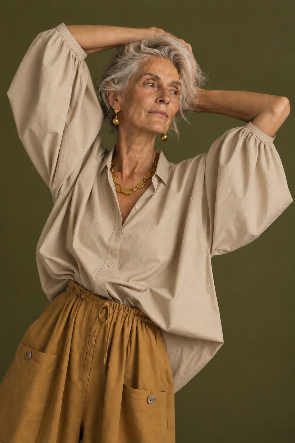 AGUEDA Camisa popelin beige de TenTwelve