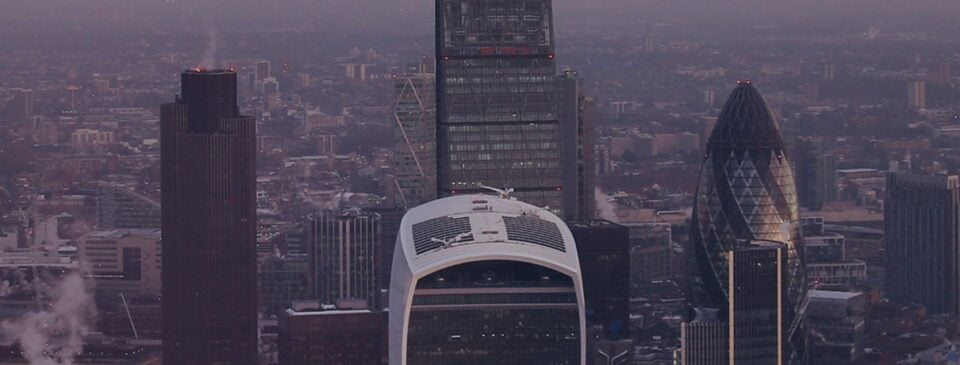Wide London skyline view from The Shard viewing experience