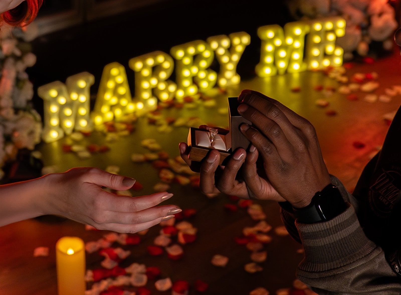 Proposal ring and sign at The View from The Shard
