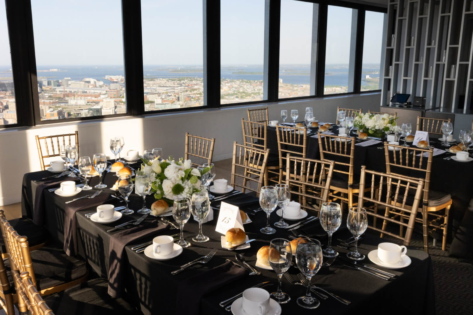 View Boston event room prepared for guests