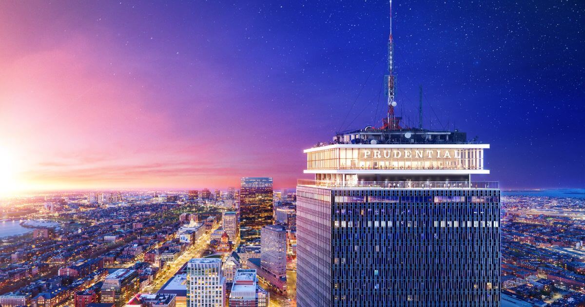 Prudential Tower skyline at dusk