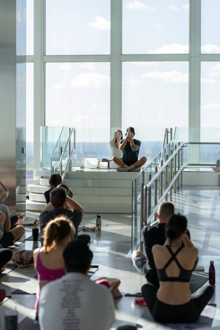 Rooftop yoga and sound bath event at View Boston