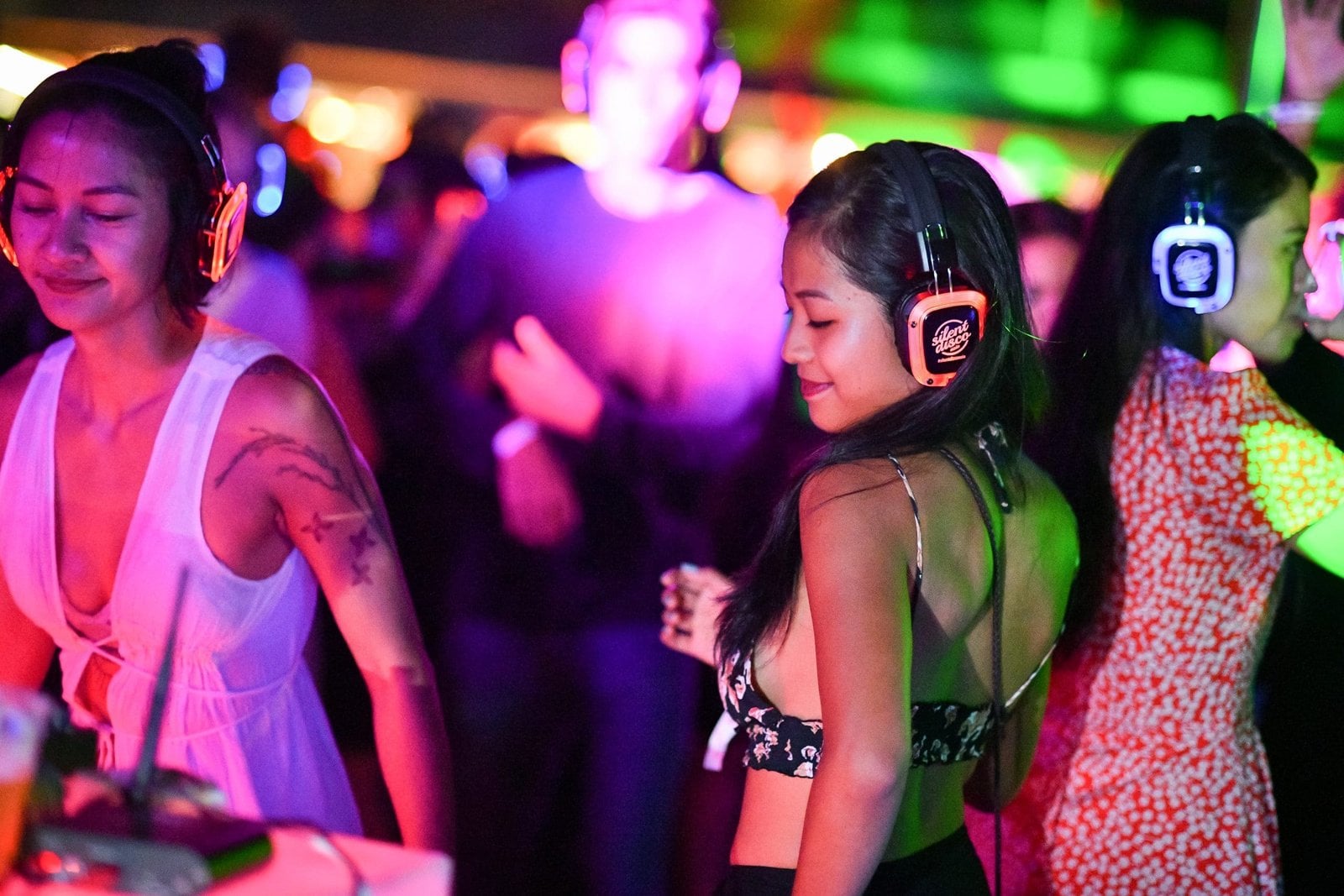 Guests at a silent disco event inside The Shard