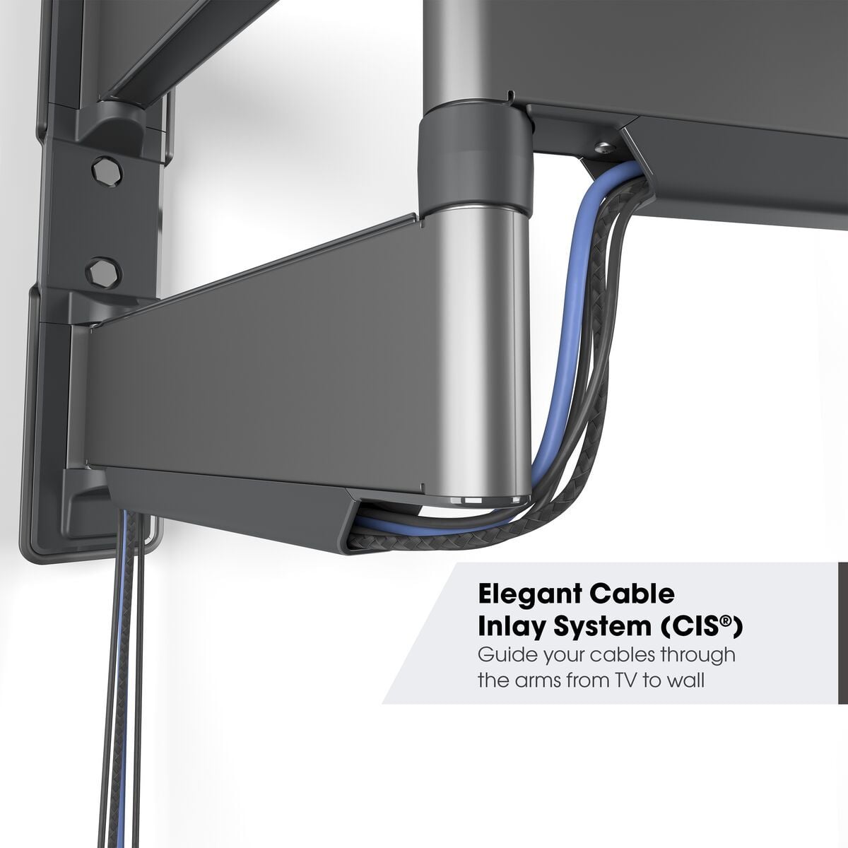 Vogel's TV wall mount with cables routed through its support arm