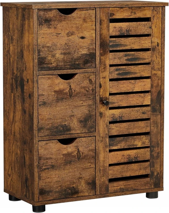 Brązowa szafka łazienkowa w stylu vintage