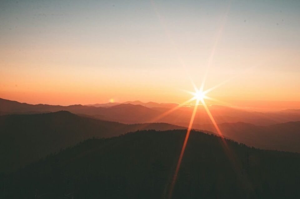 Sunlit mountain landscape