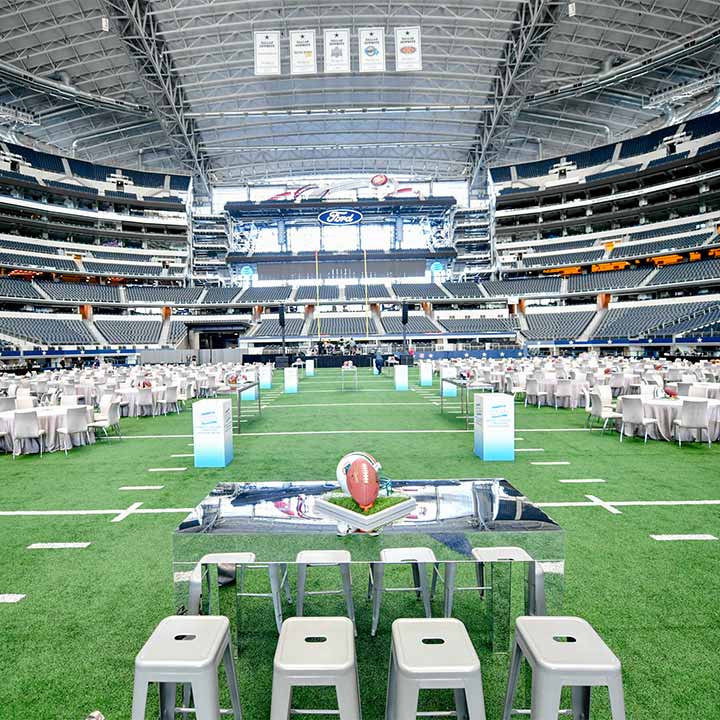 Stadium field prepared for an event