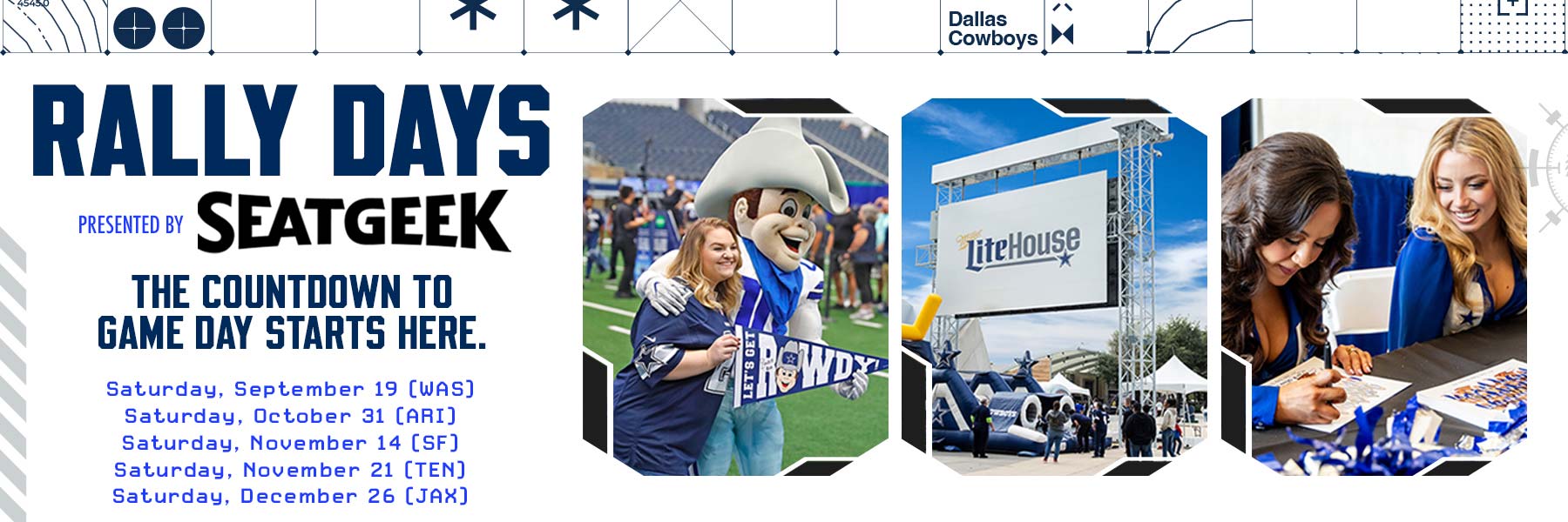 Rally Days event setup on the AT&T Stadium field