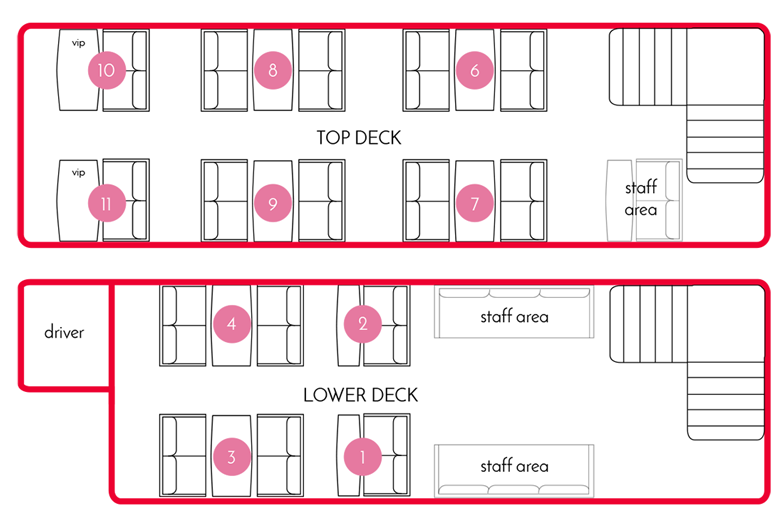 Seating plan for the classic afternoon tea bus