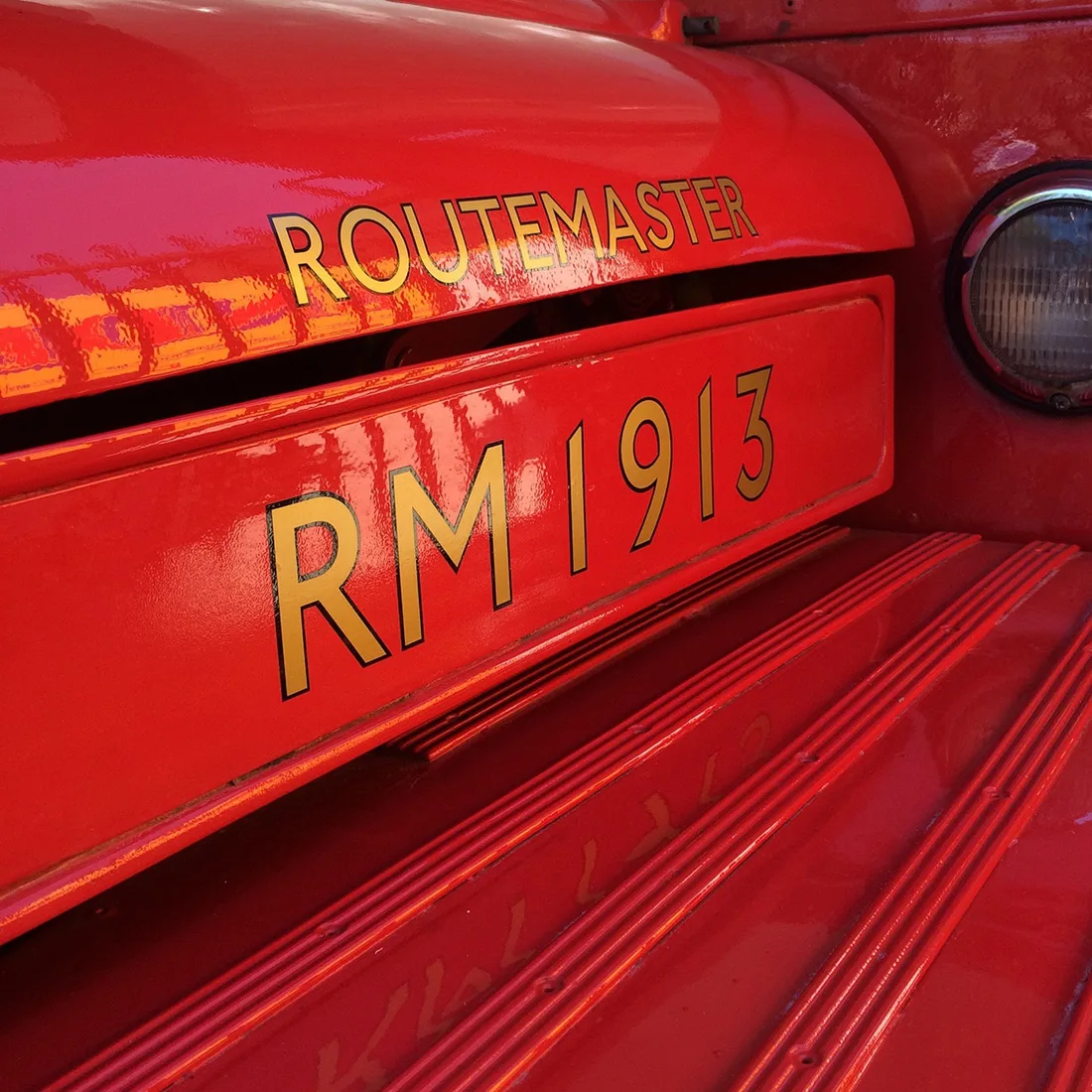 Close view of a vintage Routemaster bus detail