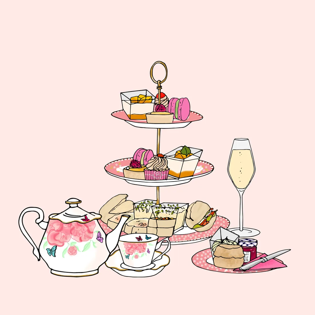 Traditional afternoon tea spread from Brigit’s Bakery