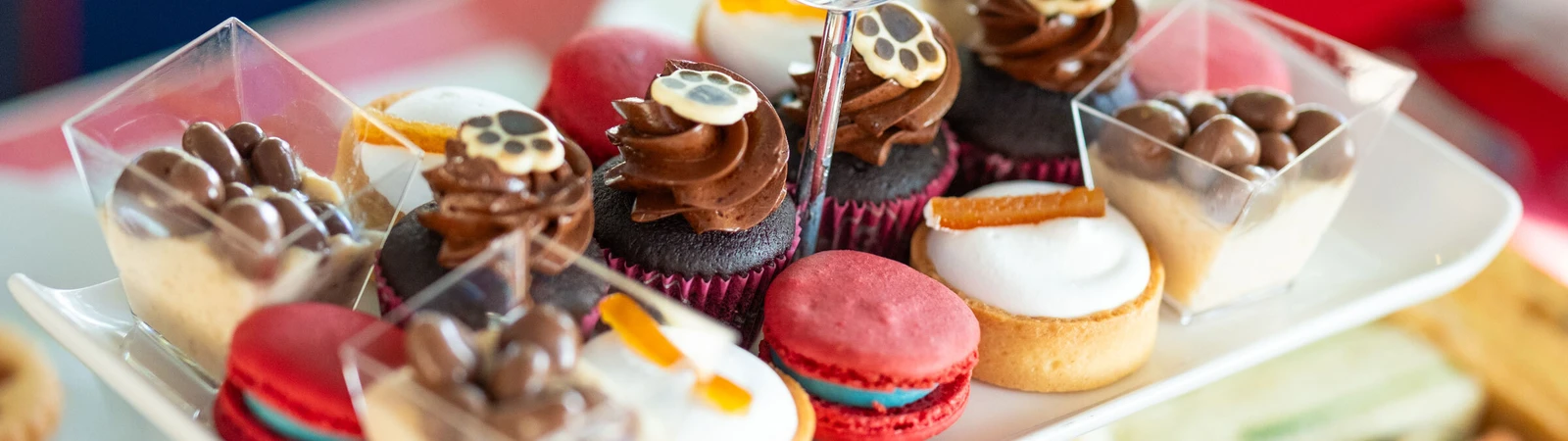 Afternoon tea desserts arranged with themed details