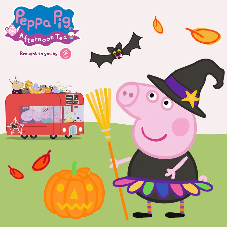 Peppa Pig Halloween themed sightseeing tea bus