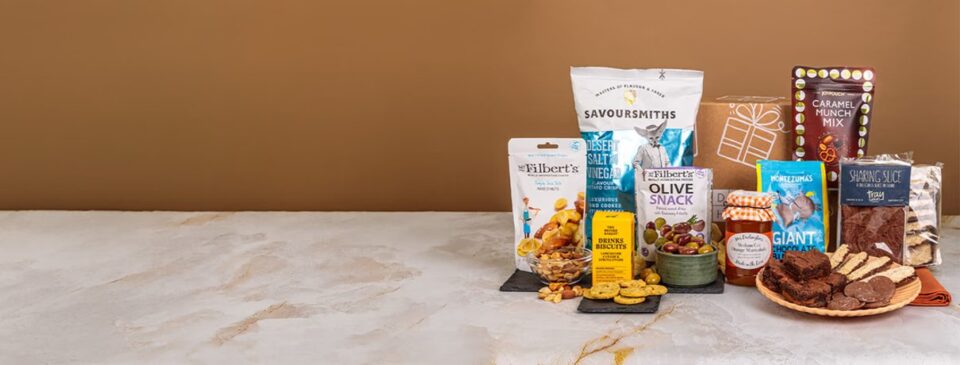 A gift hamper displayed in the Don't buy her flowers campaign