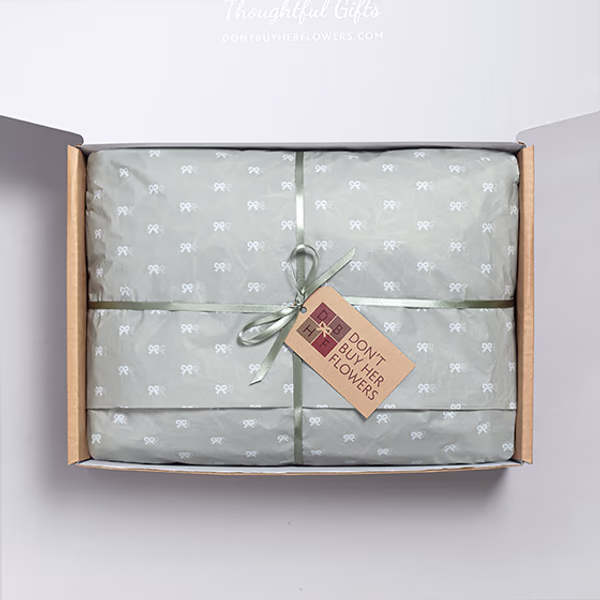 A wrapped gift box ready to send
