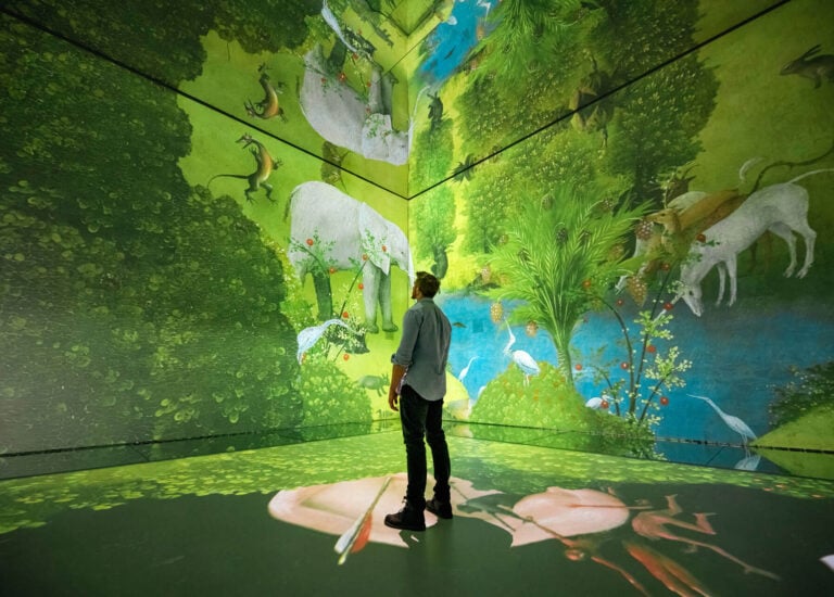 Projected Bosch artwork fills a Frameless gallery wall