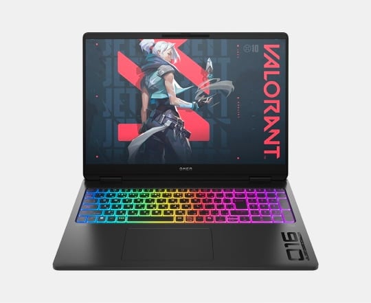 HP gaming laptop in a gaming setup