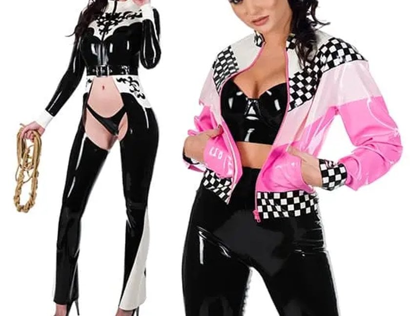 Libidex womens latex clothing shown in a styled campaign scene