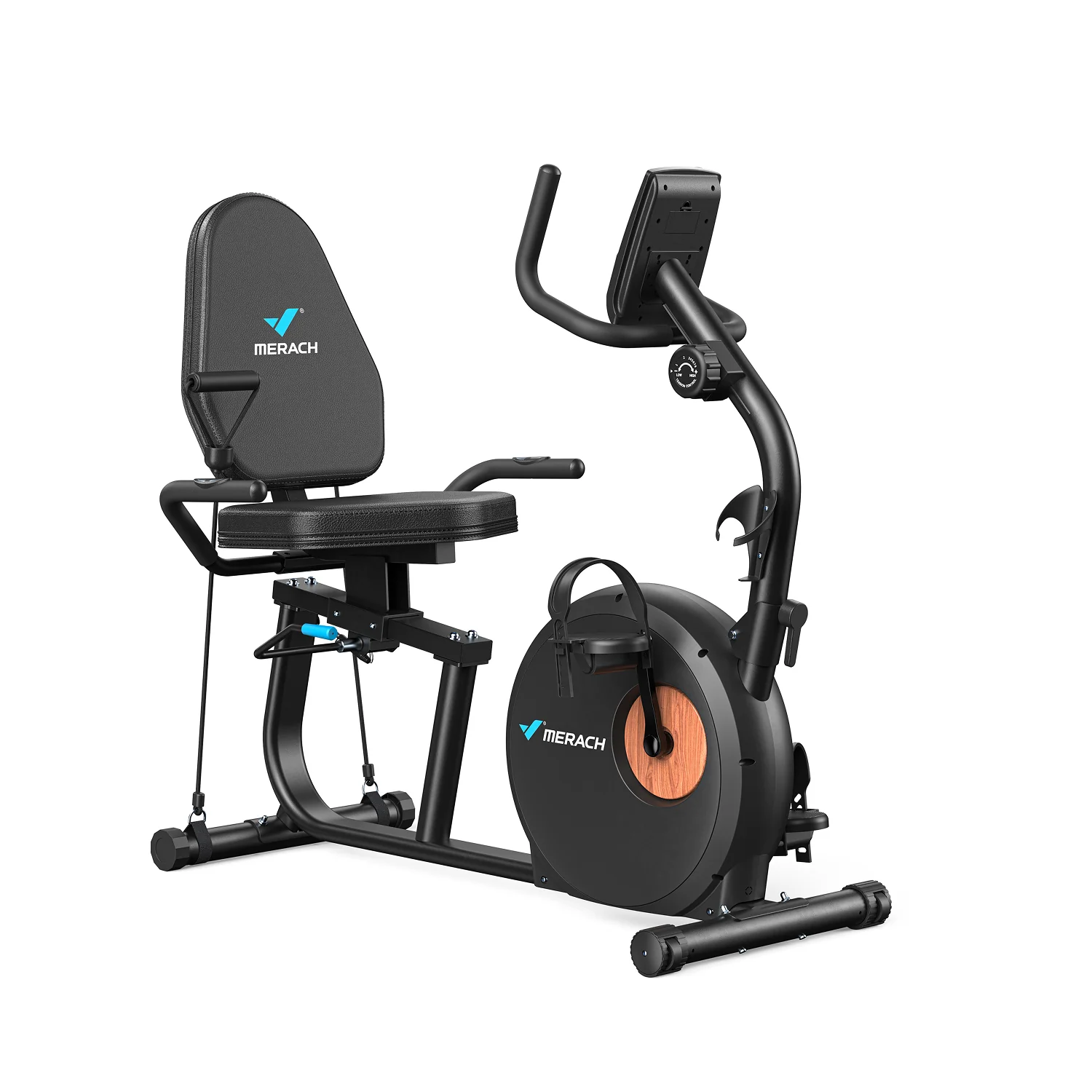 Merach S23B1 recumbent exercise bike with supportive seat