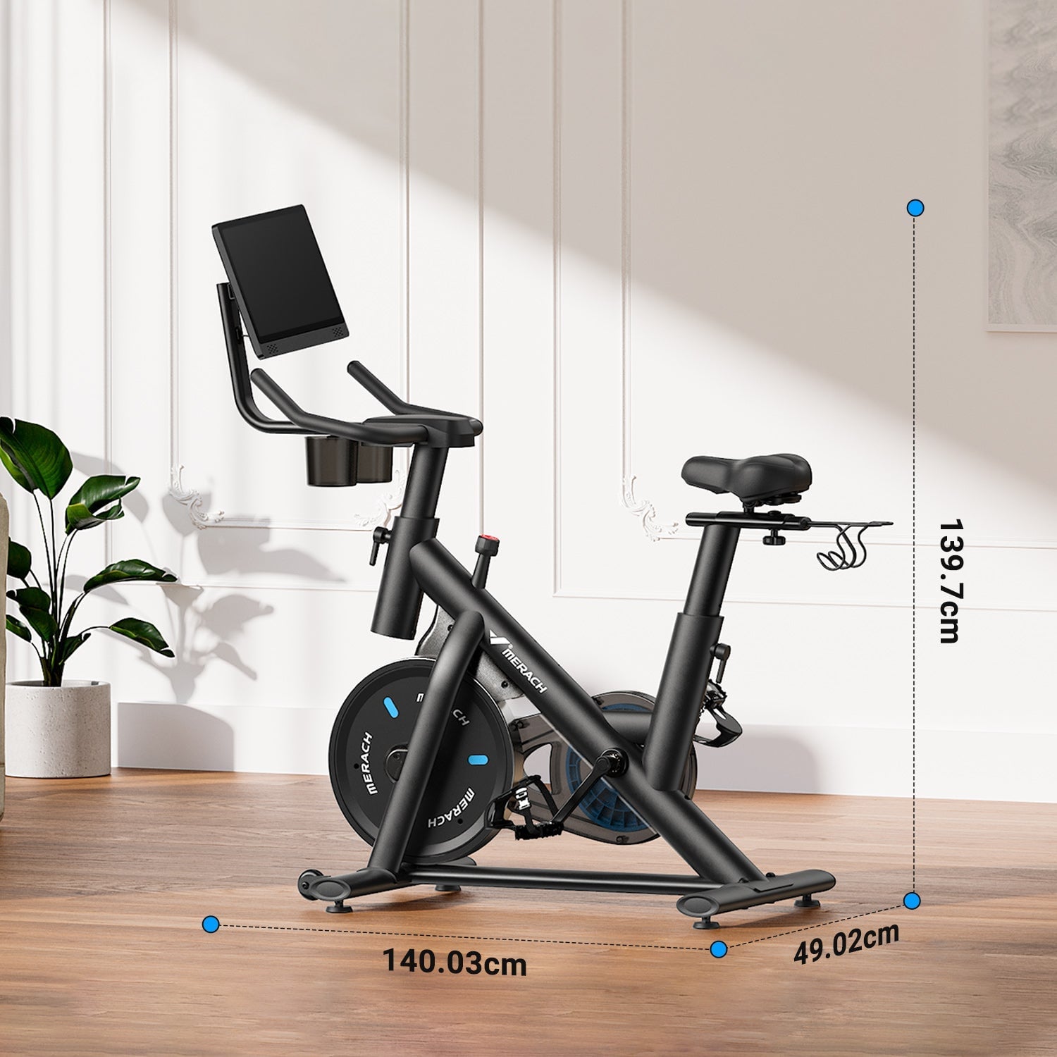 Merach S26B4 indoor bike with an HD screen