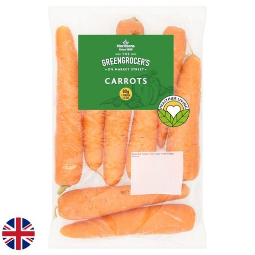Bag of British carrots as a versatile vegetable staple
