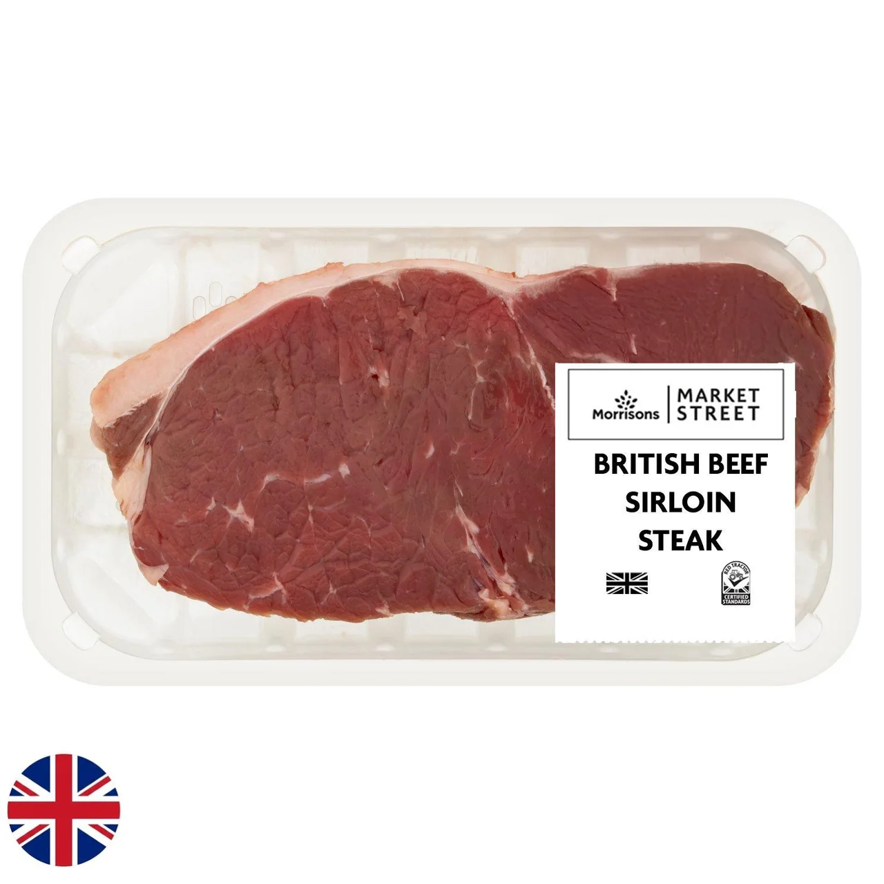 Market Street British beef sirloin steak in a tray