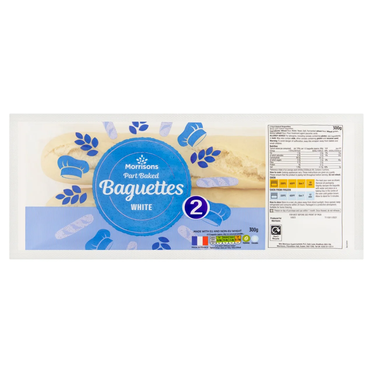 Morrisons Part Baked White Baguettes pack